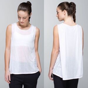 Lululemon Misty Stripe Burnout White Salutation To Savasana Tank Top EUC Size 6